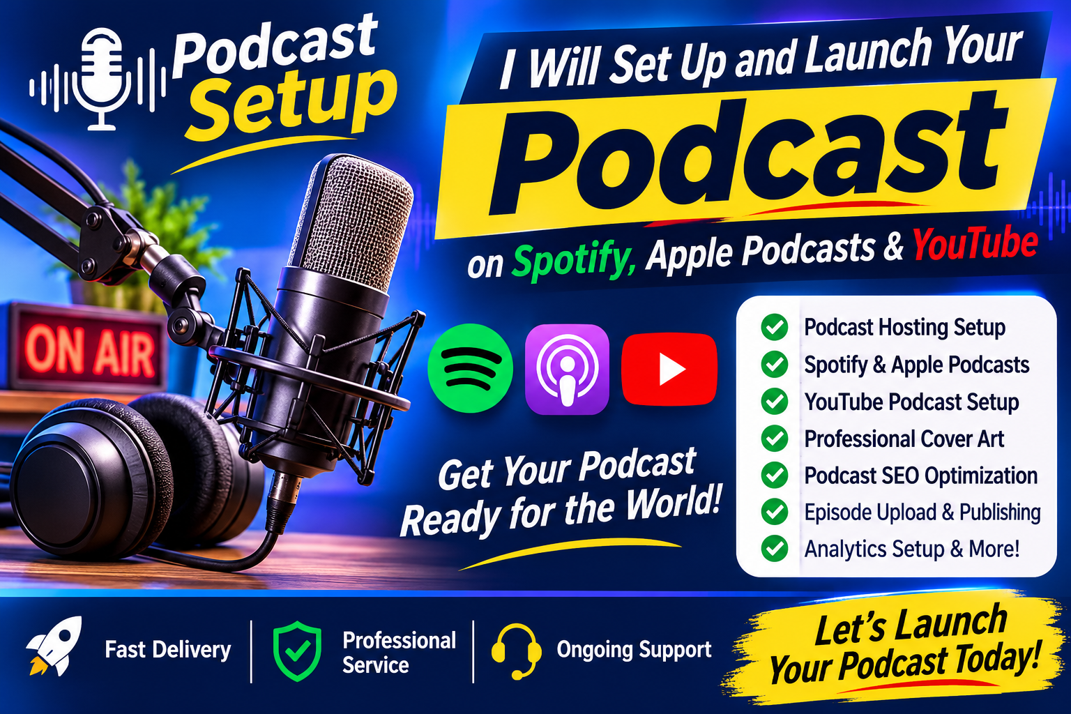 I Will Set Up and Launch Your Podcast on Spotify, Apple Podcasts and YouTube — Service by Tania June